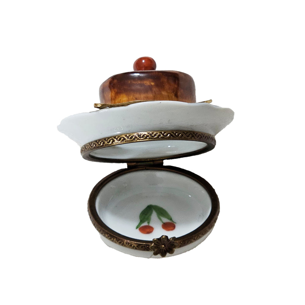 Cake on Plate w Cherry Limoges Box, view 2