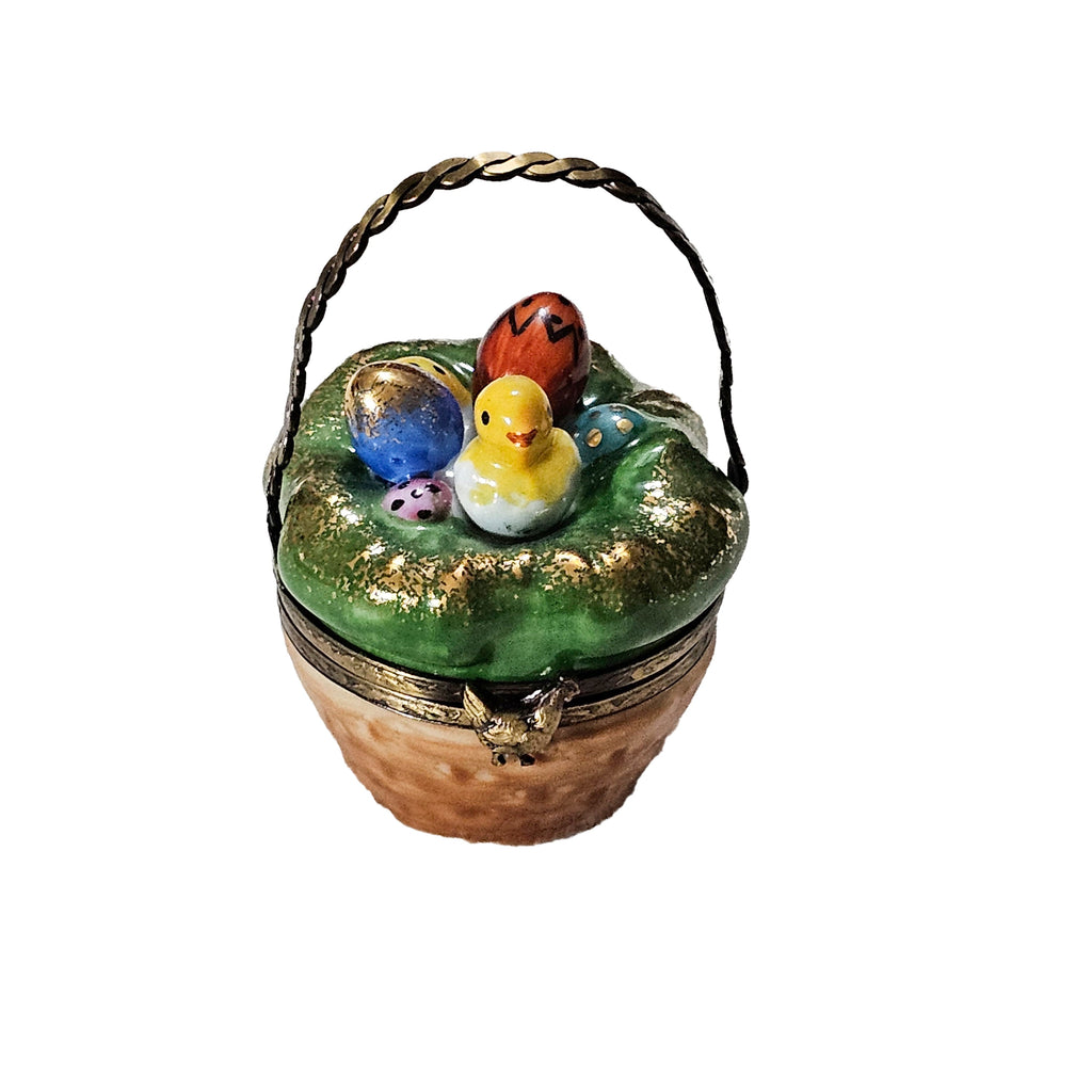Easter Chick Basket Delight, a hand-painted Limoges porcelain gift