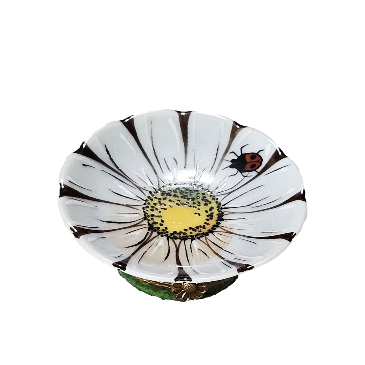 Large White Daisy with Ladybug Limoges Box, a hand-painted Limoges porcelain gift