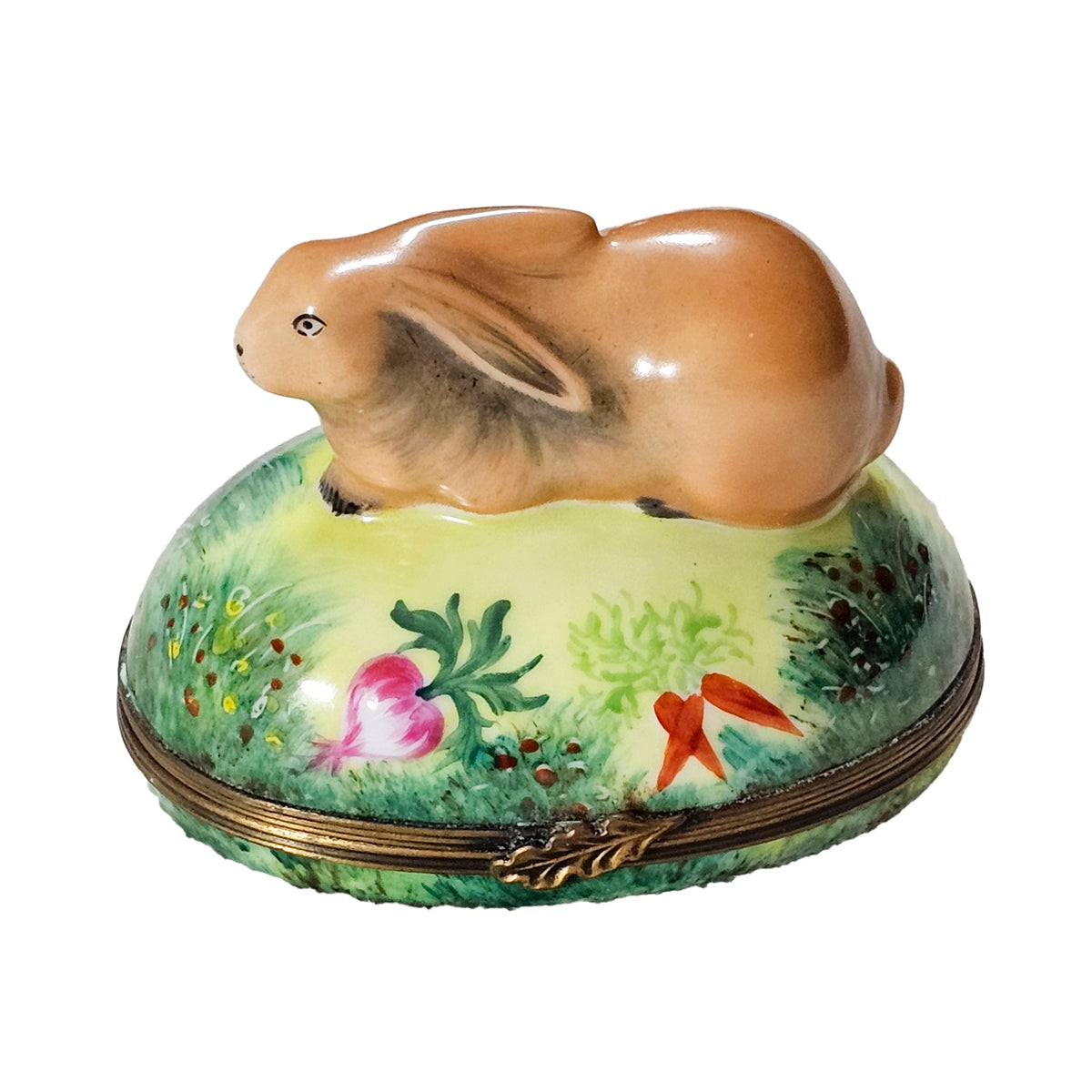 Rabbit on Grass 1 Limoges Box Gift, a hand-painted Limoges porcelain gift