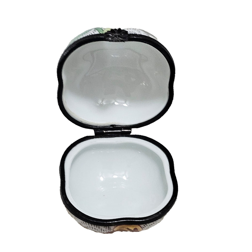 Flower on Puffy Quad Hinged Vintage Limoges Porcelain Art Object, view 2
