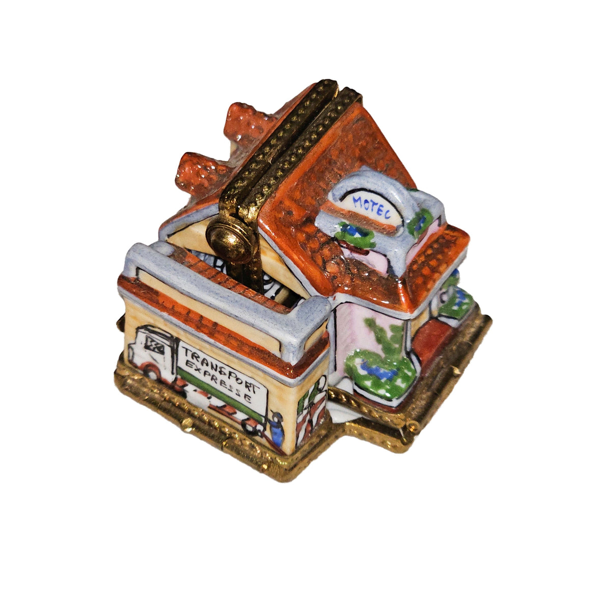 Four Hinged Garage Limoges Box Collectors Gift, a hand-painted Limoges porcelain gift