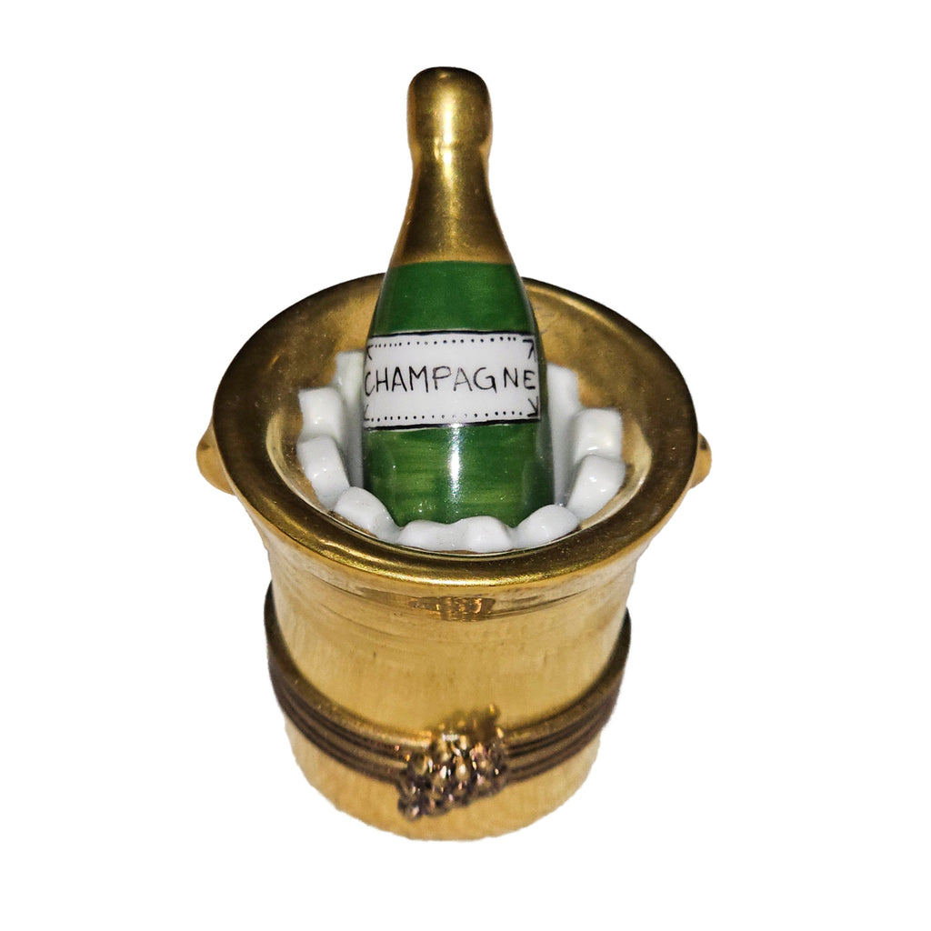 Small Gold Champagne Bucket for Celebrations, a hand-painted Limoges porcelain gift
