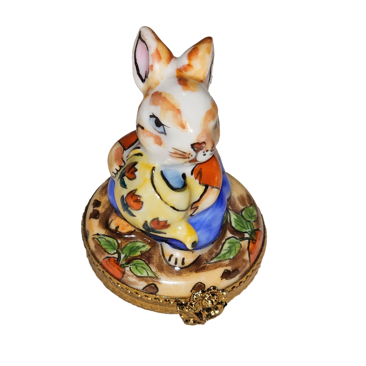 Rabbit w/ Watering Can Limoges Box, a hand-painted Limoges porcelain gift