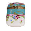 Turquois Flat Tall Floral Limoges Box, a hand-painted Limoges porcelain gift