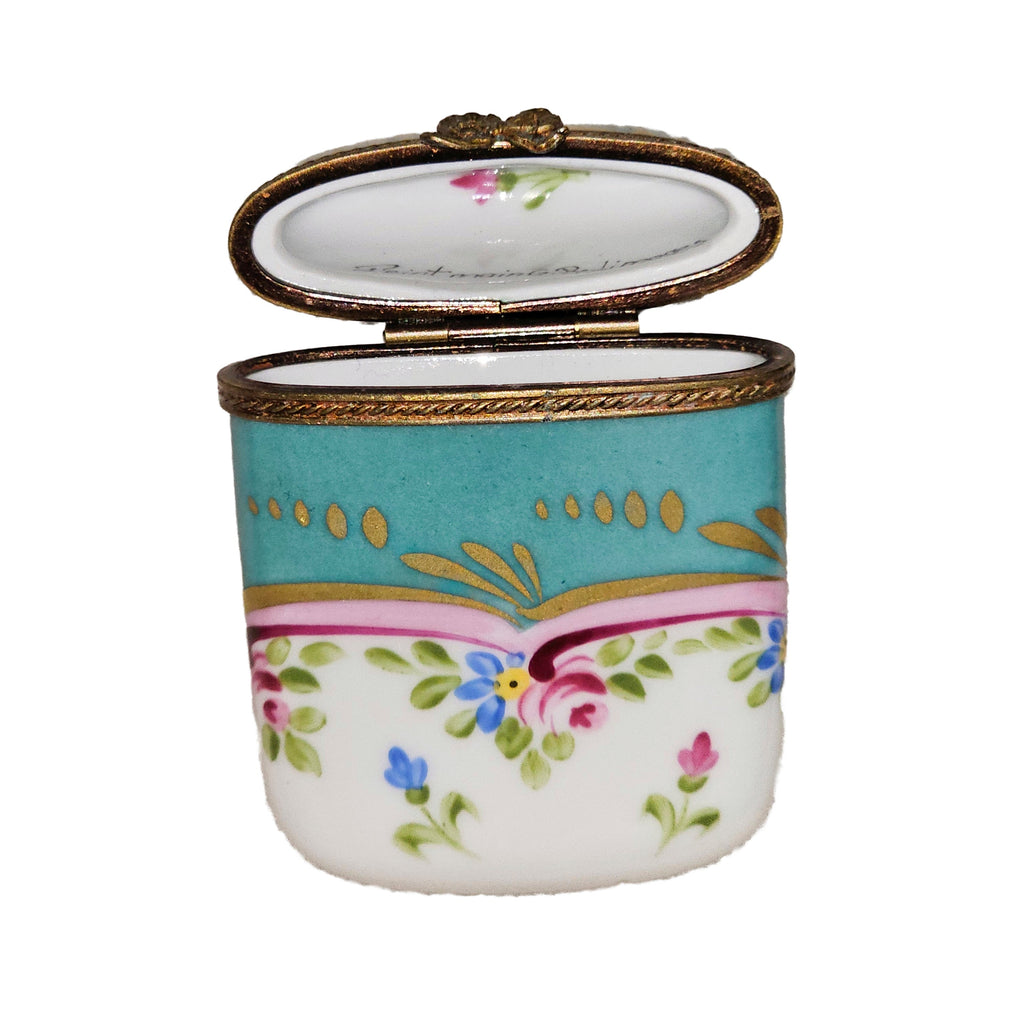 Turquois Flat Tall Floral Limoges Box, view 2