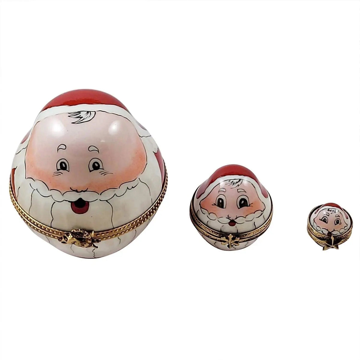 Authentic Rochard 3 Old World Nesting Santa Limoges box, hand-painted in France for Christmas, from Limoges Boutique