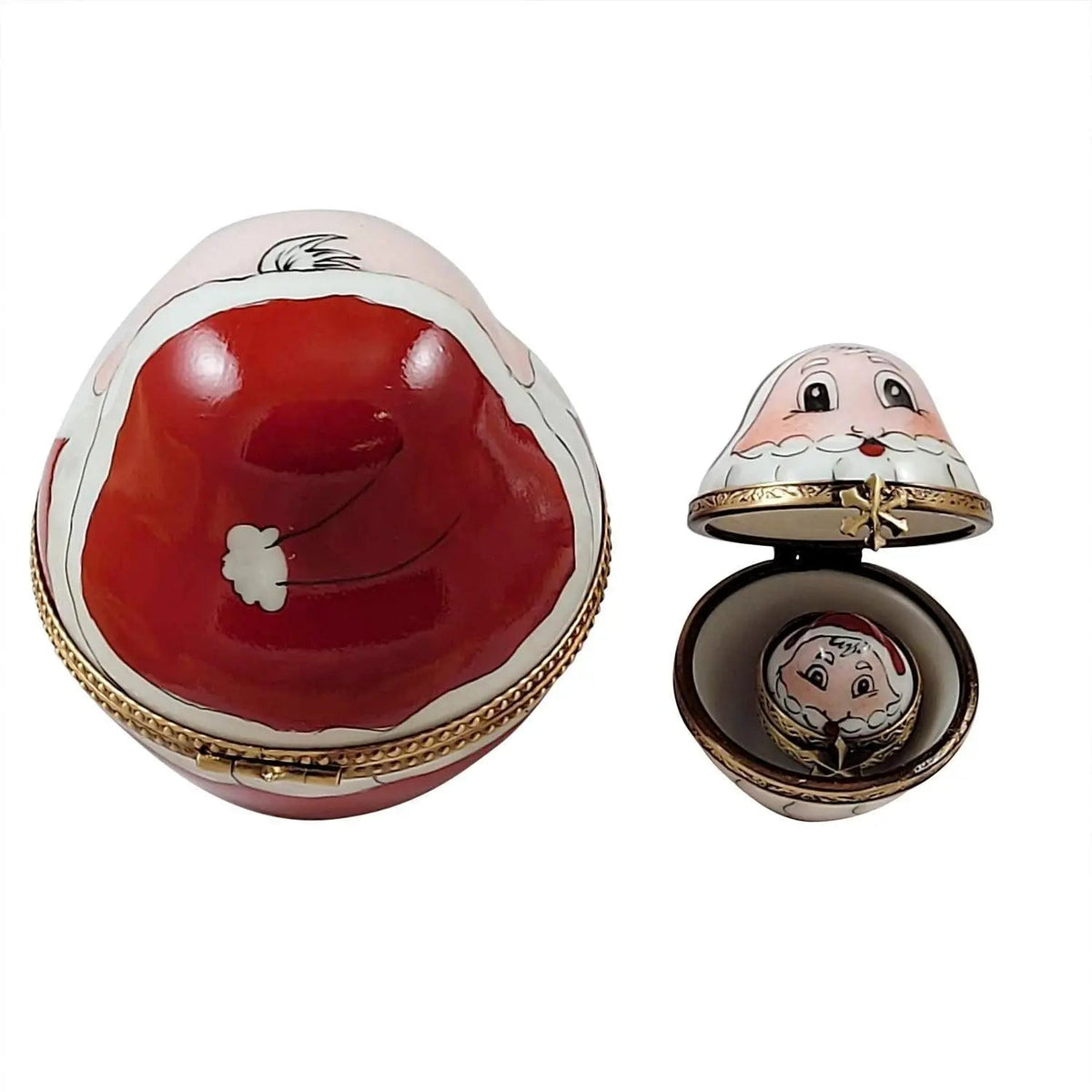 Collectible 3 Old World Nesting Santa Limoges box with artisan brushwork