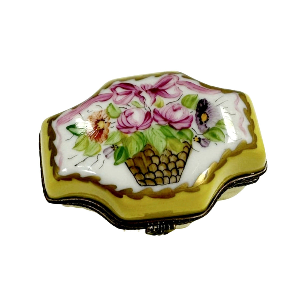 Genuine 4 Perfume Yellow Basket Limoges box painted by hand in France, from Limoges Boutique