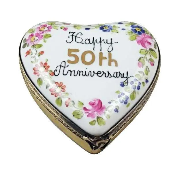 50th Anniversary Heart by Rochard, an authentic French Limoges box from Limoges Boutique