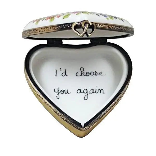 Every brushstroke by hand on the 50th Anniversary Heart Limoges box from France