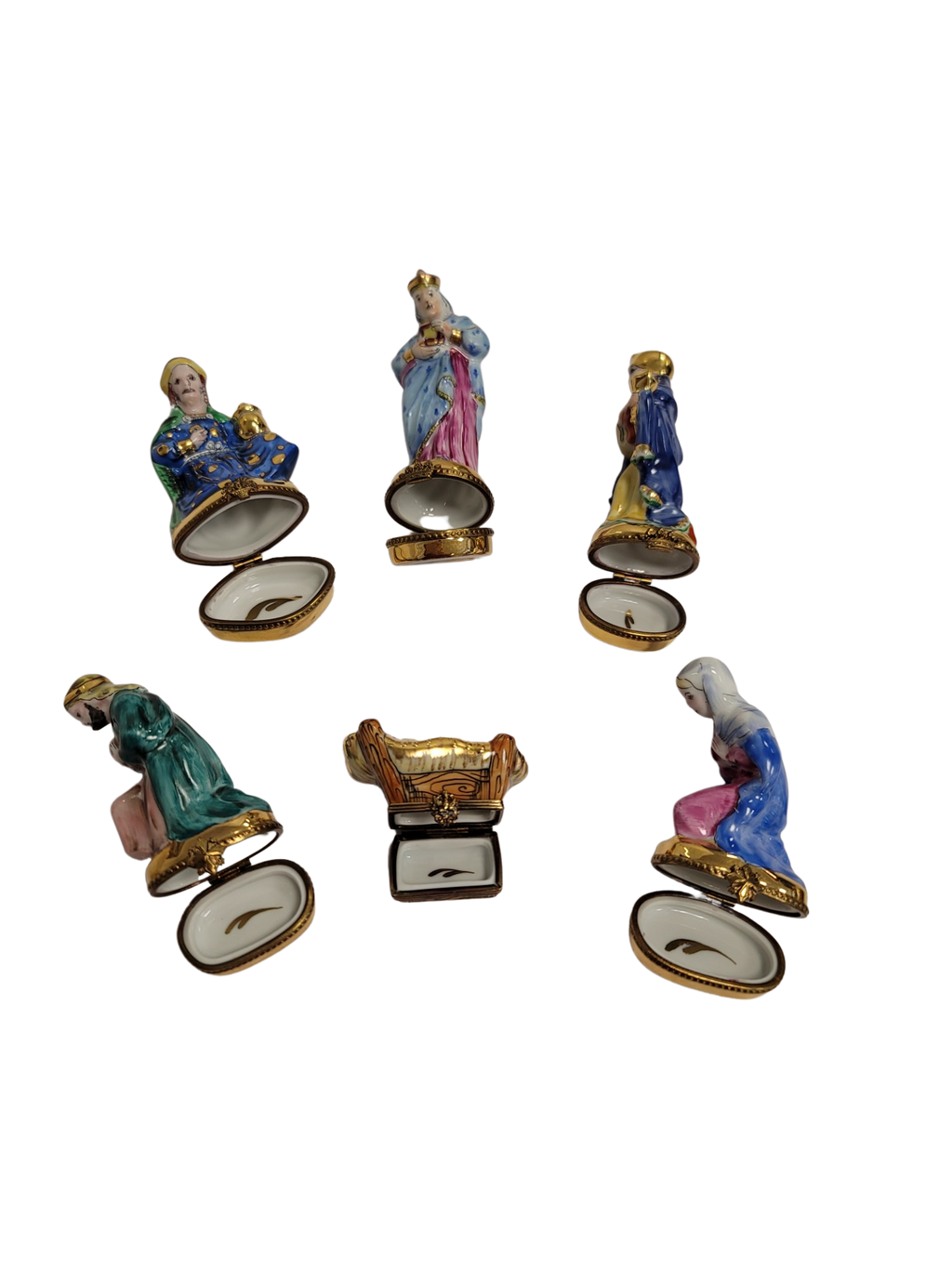 6 Piece Nativity Gold Bottom Limoges Box Figurine Set, view 12