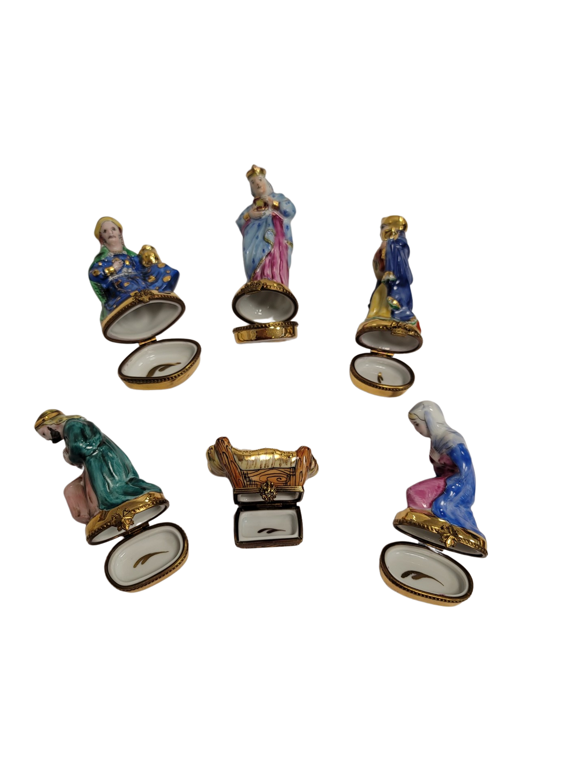 6 Piece Nativity Gold Bottom Limoges Box Figurine Set, view 13