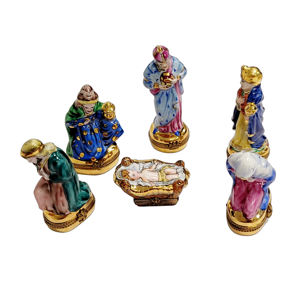 6 Piece Nativity Gold Bottom Limoges Box Figurine Set, view 5