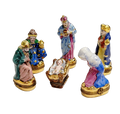 6 Piece Nativity Gold Bottom Limoges Box Figurine Set, a hand-painted Limoges porcelain gift