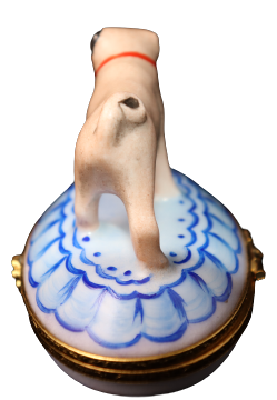 Collectible Pug Standing Up Limoges box with artisan brushwork