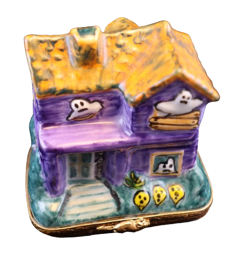 Collectible Haunted House Limoges box with artisan brushwork