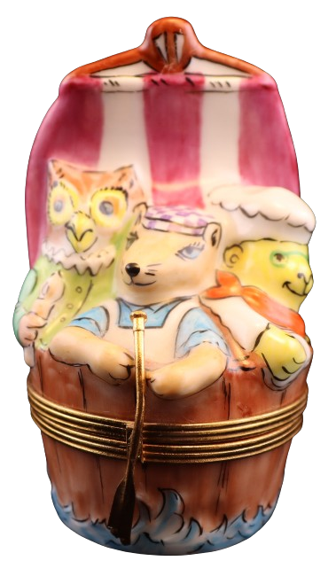 Genuine Artoria Three Men in a Tub Limoges box painted by hand in France, from Limoges Boutique