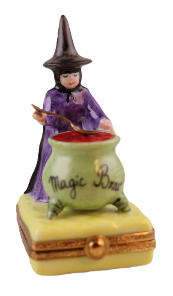 The painter's artistry shows on this Witch Brew Halloween Limoges box