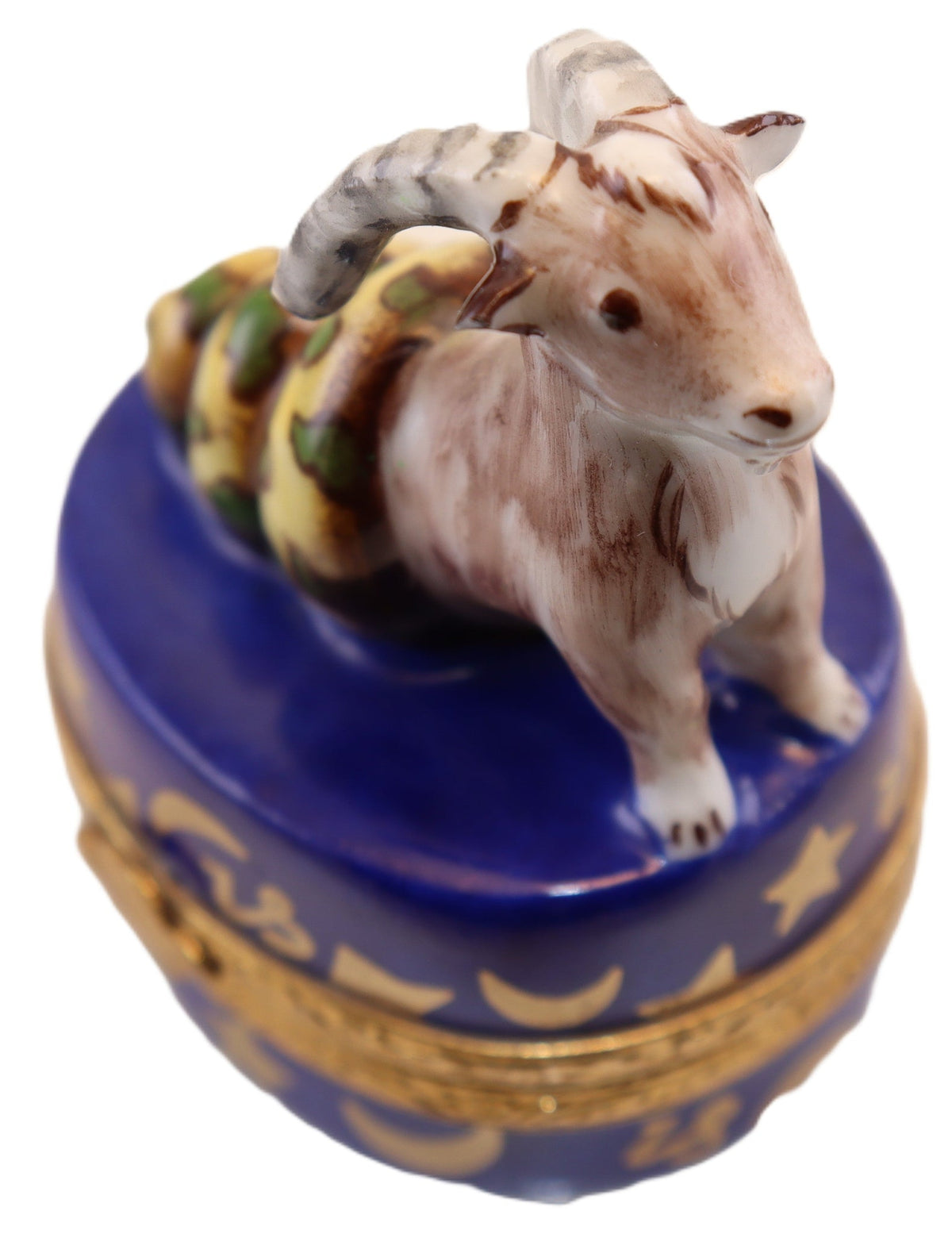 Every brushstroke by hand on the Capricorn Zodiac Limoges box from France