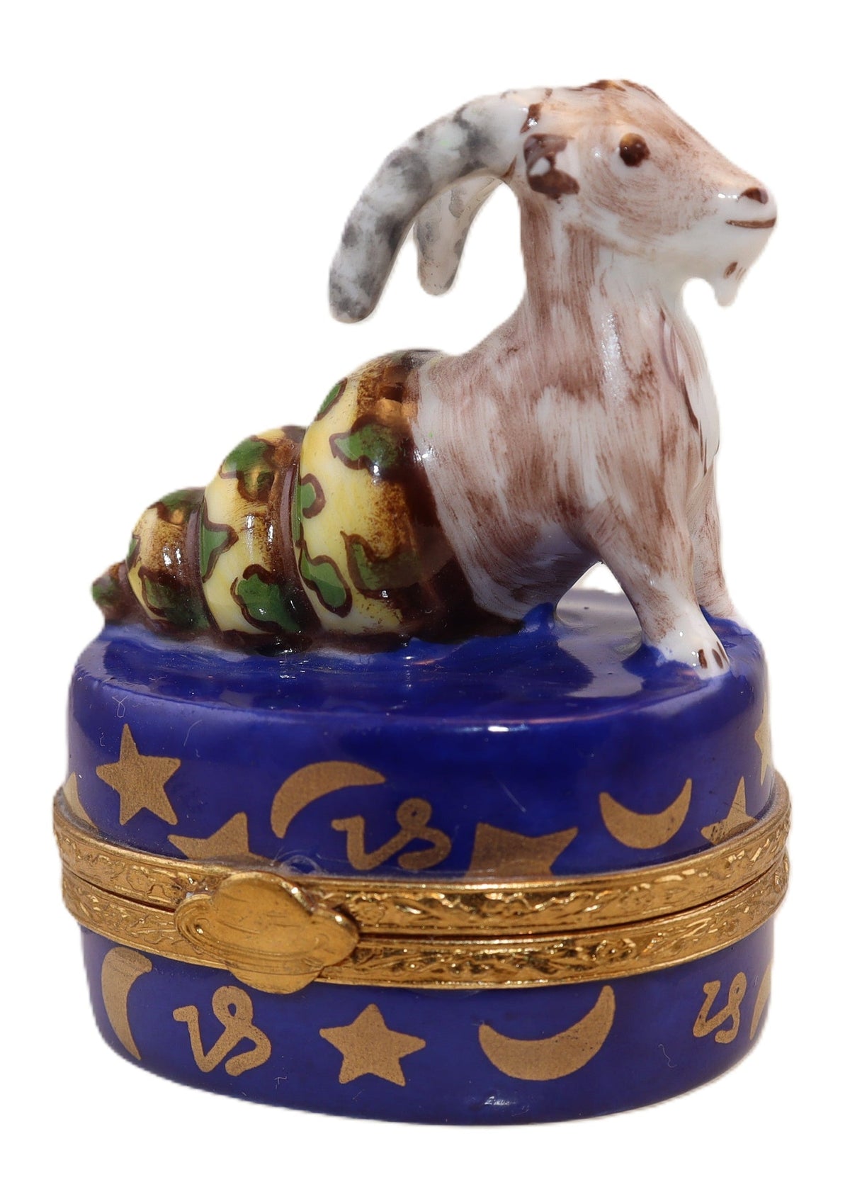 Fine art lovers will admire this Capricorn Zodiac Limoges box