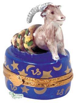 Authentic Artoria Capricorn Zodiac Limoges box, hand-painted in France, from Limoges Boutique