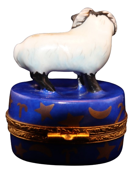 Collectible Aries Zodiac Limoges box with artisan brushwork