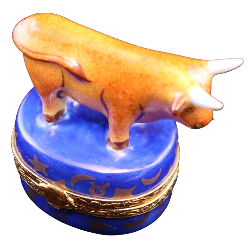 Treasured French collectible: Taurus Zodiac Limoges box, painted by hand