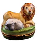 Lion and Lamb Jewish Christian Limoges Box Figurine, a hand-painted Limoges porcelain gift