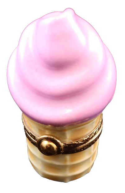 Strawberry Ice Cream Cone Limoges Box Figurine for Collectors, view 4