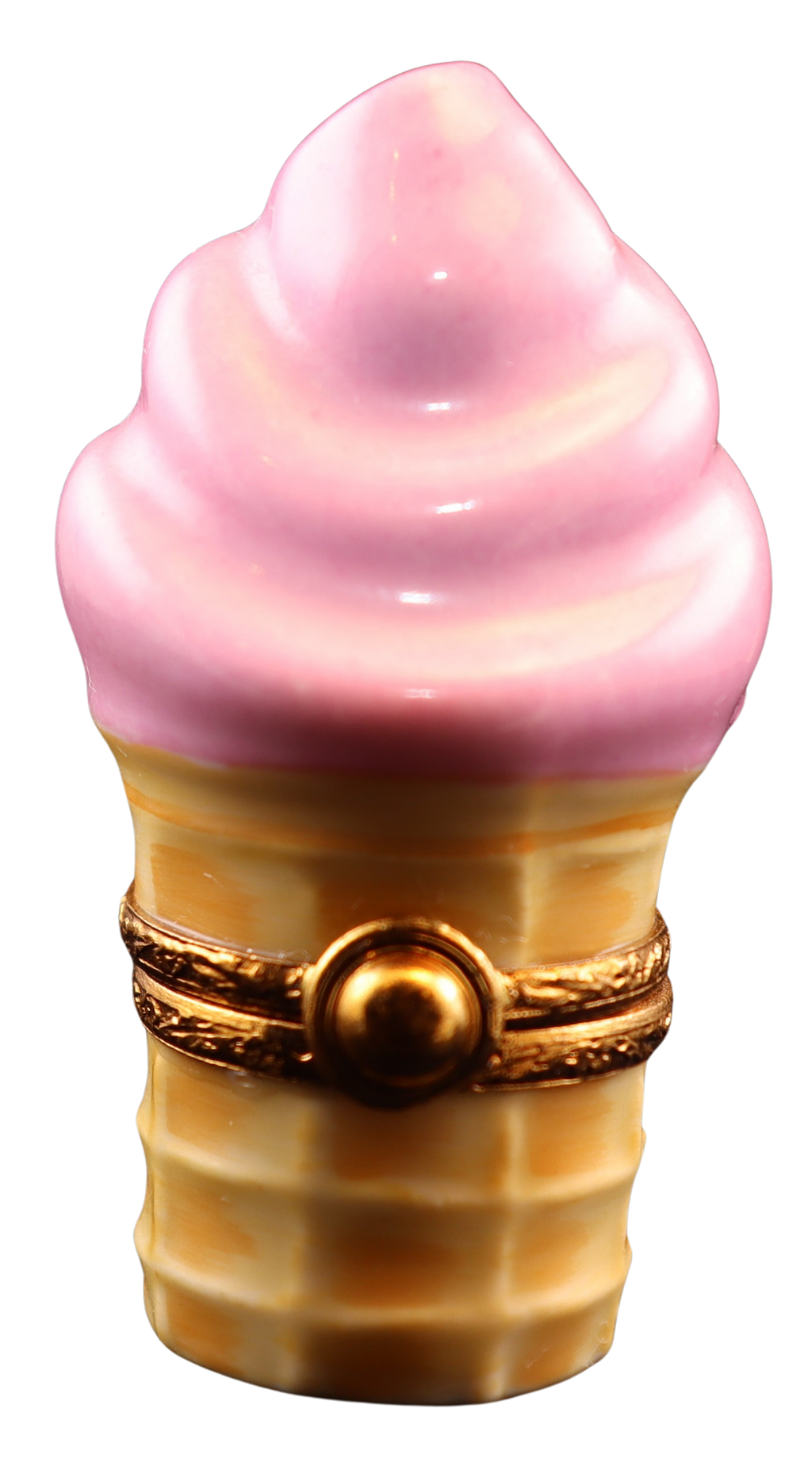 Strawberry Ice Cream Cone Limoges Box Figurine for Collectors, a hand-painted Limoges porcelain gift