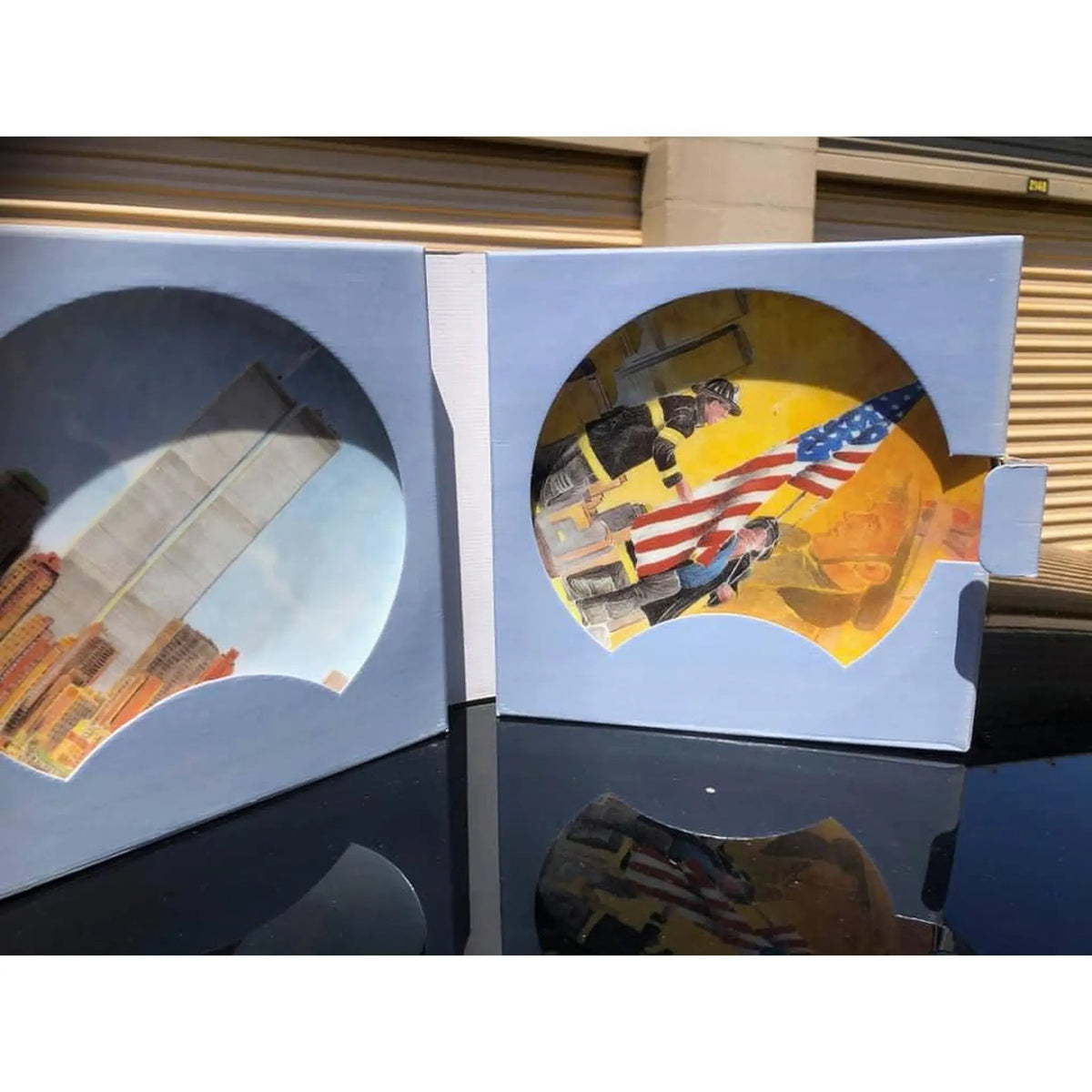 Artisan-painted 9 11 Set World Trade Centers Firefighter Tribute Limoges box from France, a cherished collectible