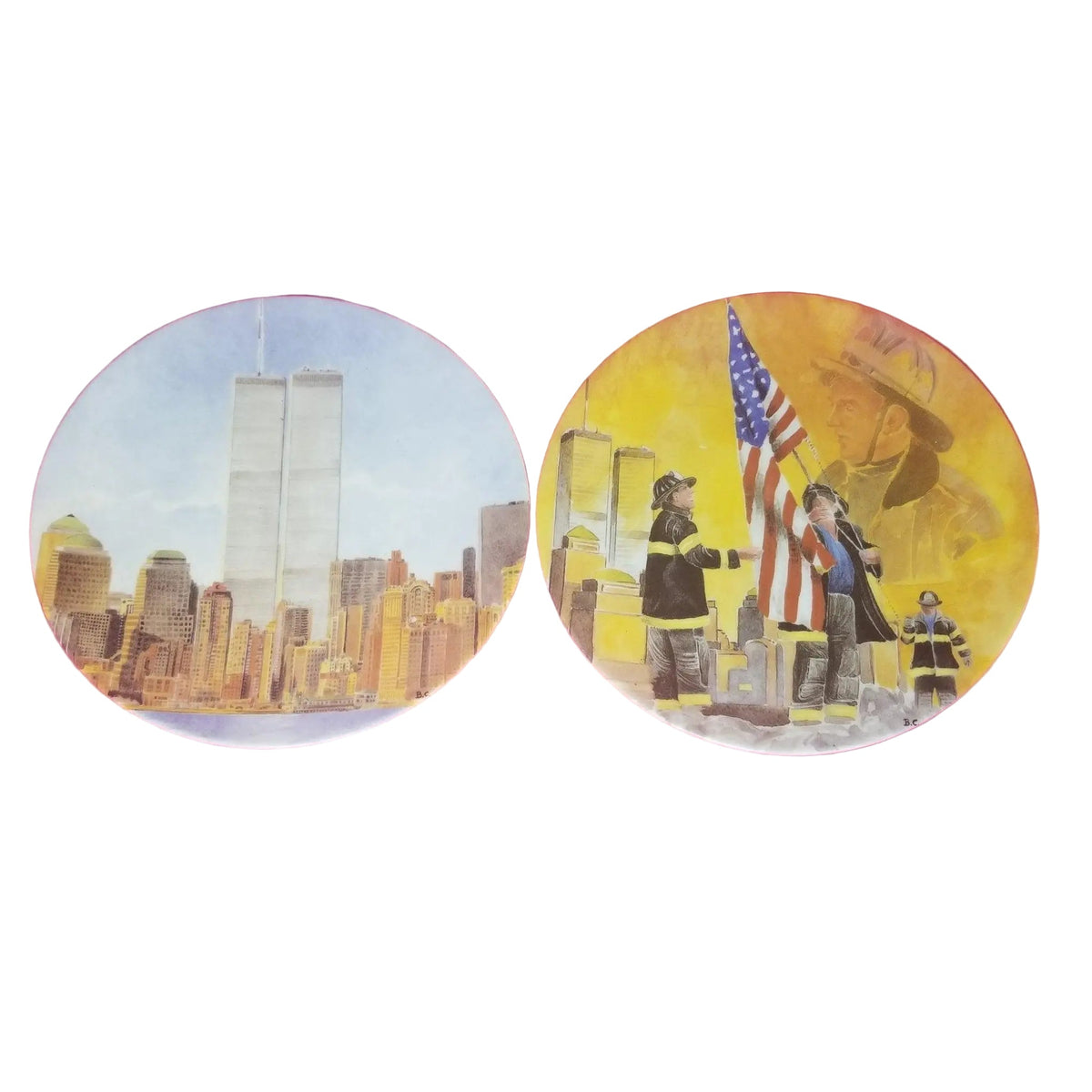Authentic 9 11 Set World Trade Centers Firefighter Tribute Limoges box, hand-painted in France, from Limoges Boutique