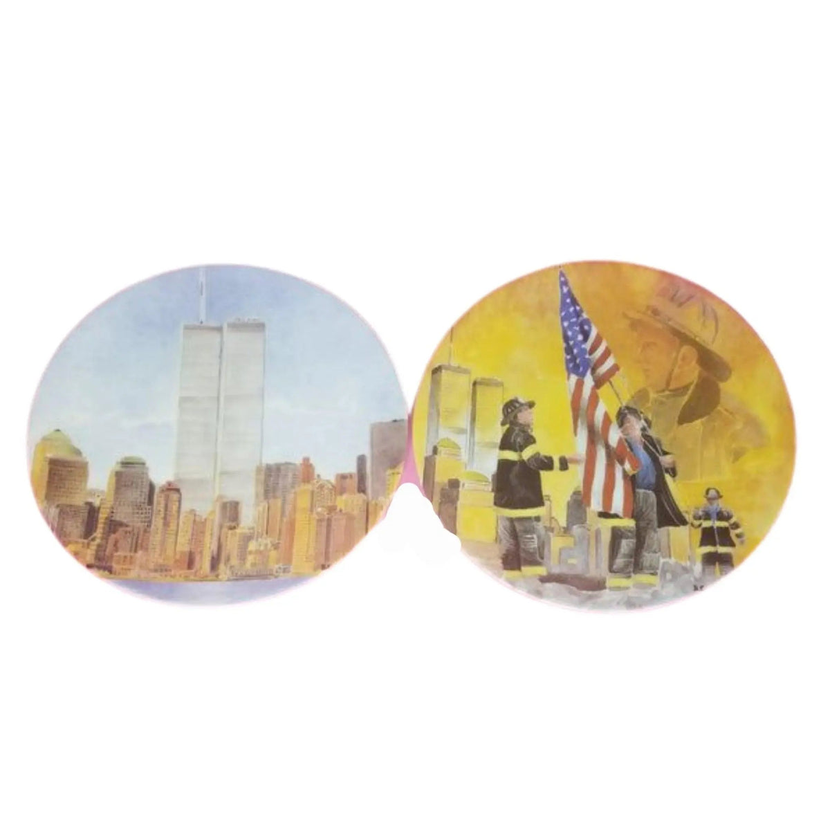 The painter's artistry shows on this 9 11 Set World Trade Centers Firefighter Tribute Limoges box