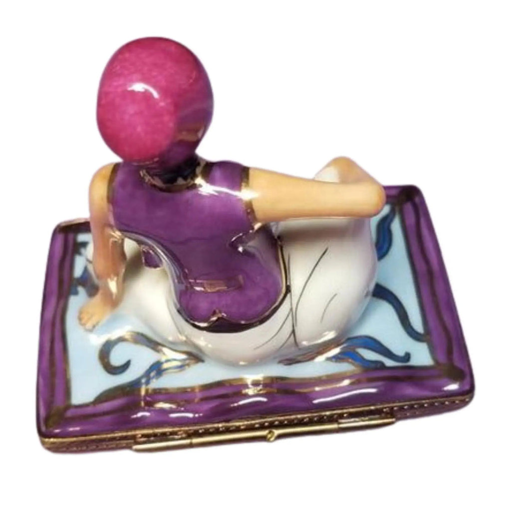 Every brushstroke by hand on the Aladdin Magic Carpet Limoges box from France
