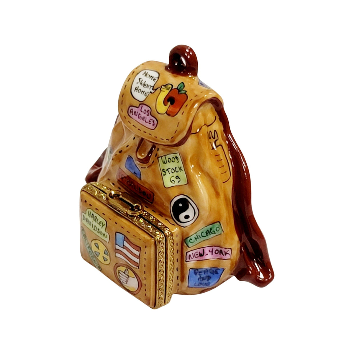 Fine art lovers will admire this American Flag Backpack Limoges box