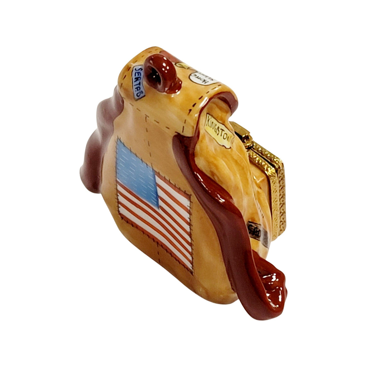 Hand-painted American Flag Backpack Limoges box, French artistry for lovers of fine art