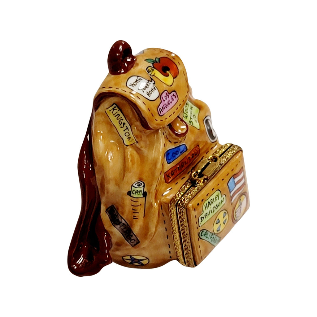 American Flag Backpack Limoges box painted by hand in Limoges, France, a gift to treasure