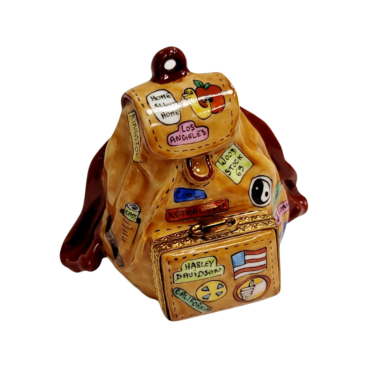 Genuine American Flag Backpack Limoges box painted by hand in France, from Limoges Boutique
