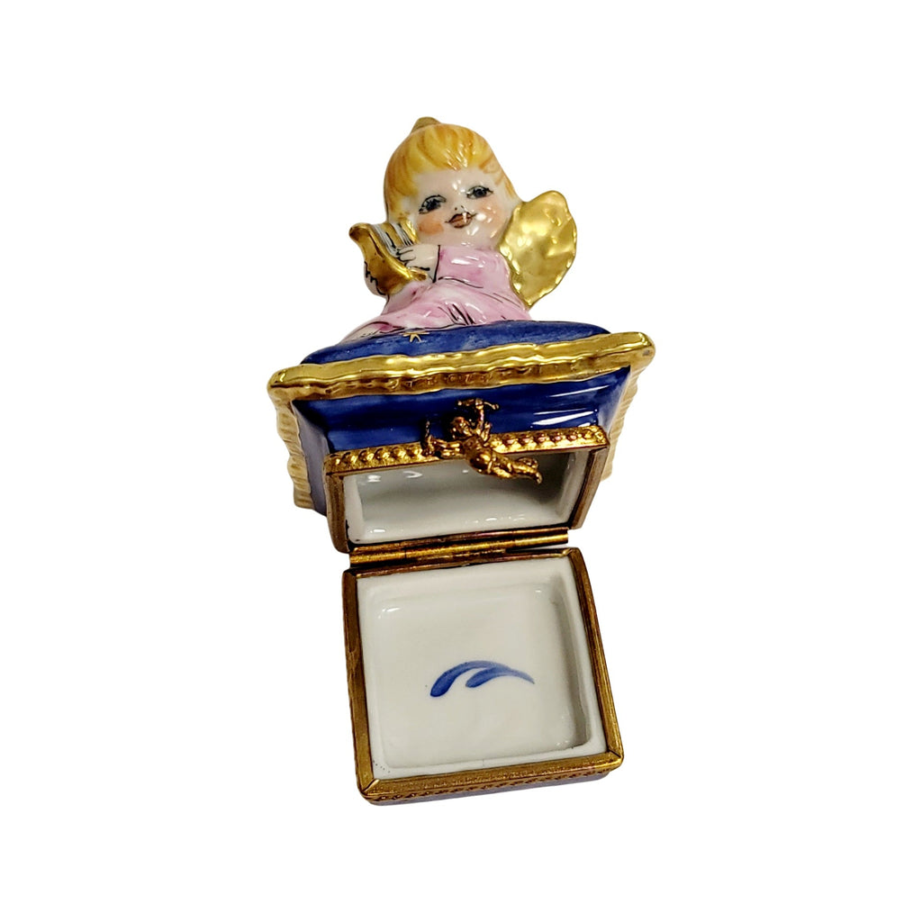 The painter's artistry shows on this Angel Harp Blue Art Limoges box