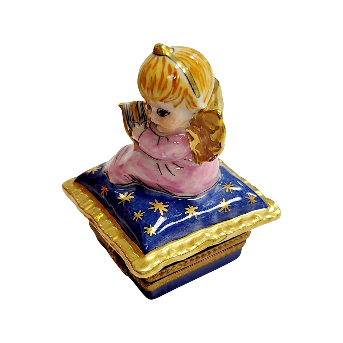 Gift idea for someone who loves France: Angel Harp Blue Art Limoges box
