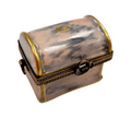 Antique Bronze Chest Trunk Limoges Box Figurine Gift, a hand-painted Limoges porcelain gift