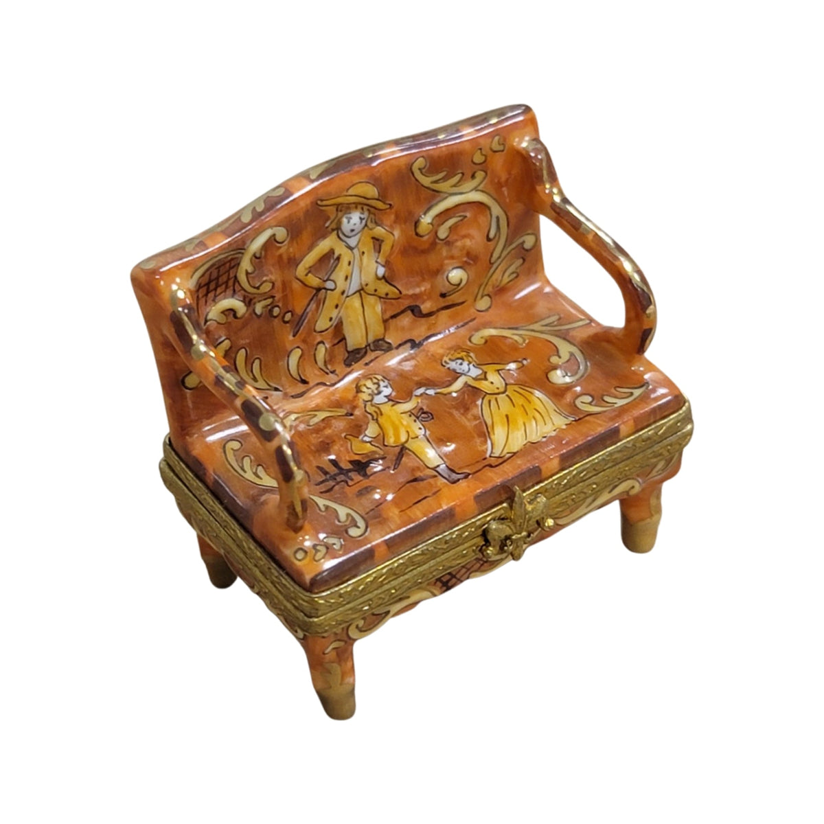 Limoges Boutique presents the Antique Love Seat, a genuine Limoges box painted by hand in France