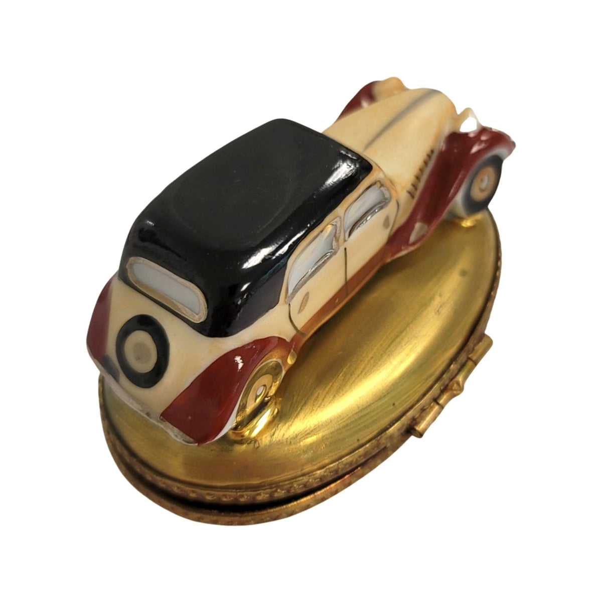 Artisan-painted Antique Car Limoges box from France, a cherished collectible