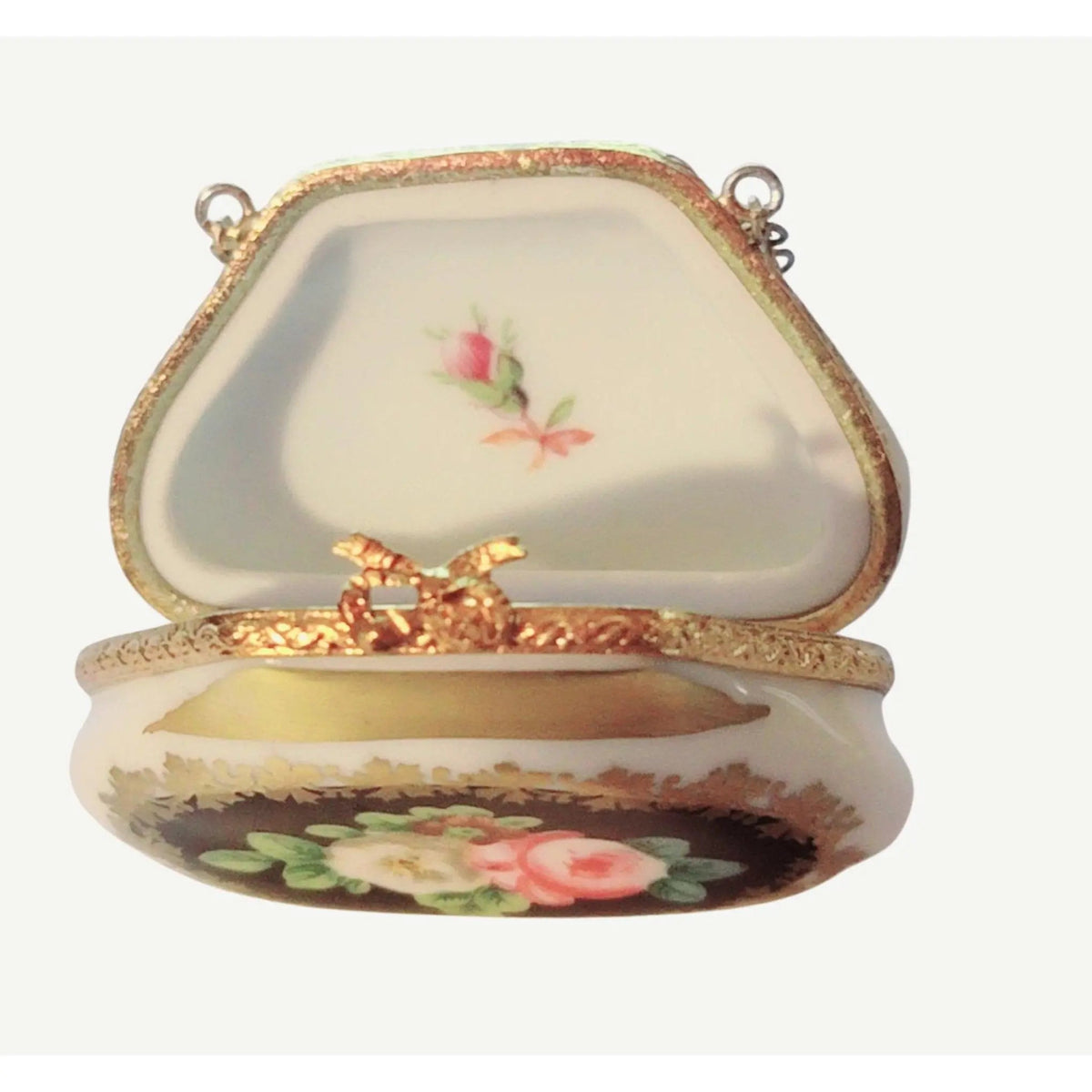 The painter's artistry shows on this Purse Renhausse Main Antique Flowers Orange Limoges box