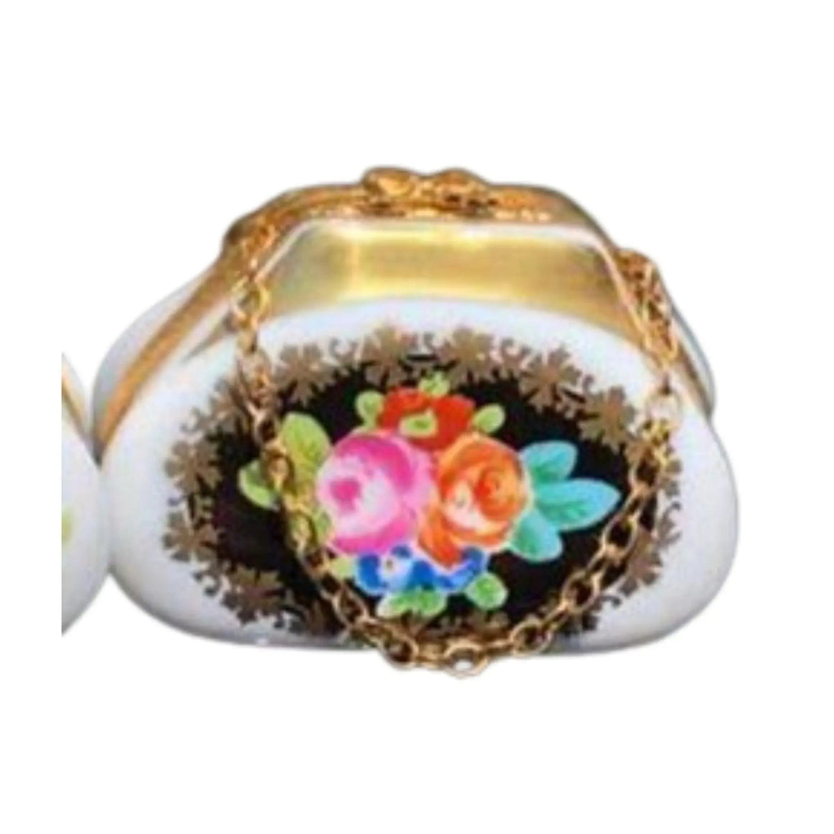 Genuine Purse Renhausse Main Antique Flowers Orange Limoges box painted by hand in France, from Limoges Boutique