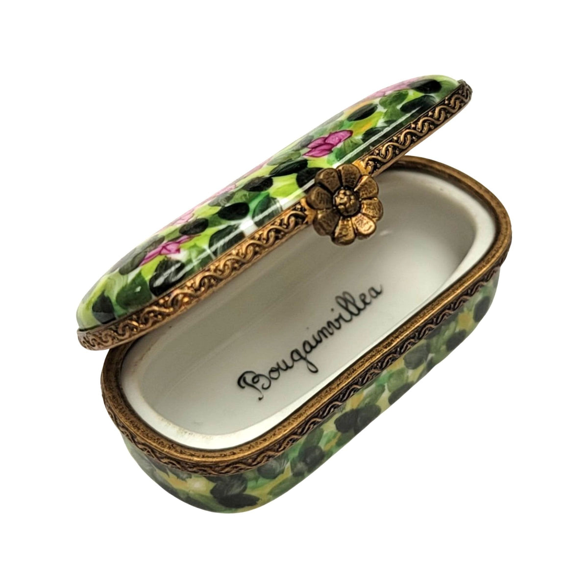 Gift idea for someone who loves France: Antique Oval Pin with Leaves Limoges box