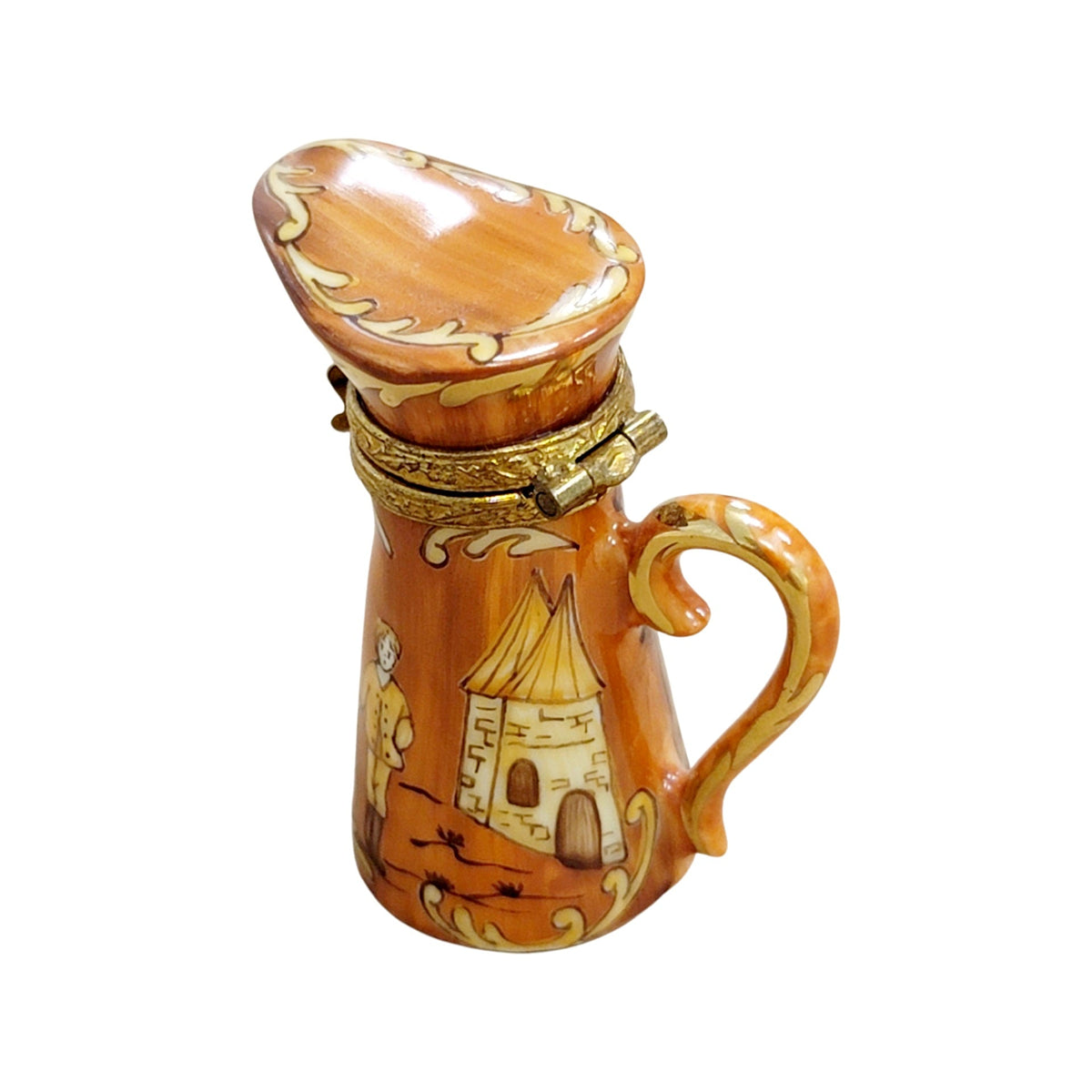 Fine French craftsmanship on the Antique Pitcher Limoges box, painted by hand
