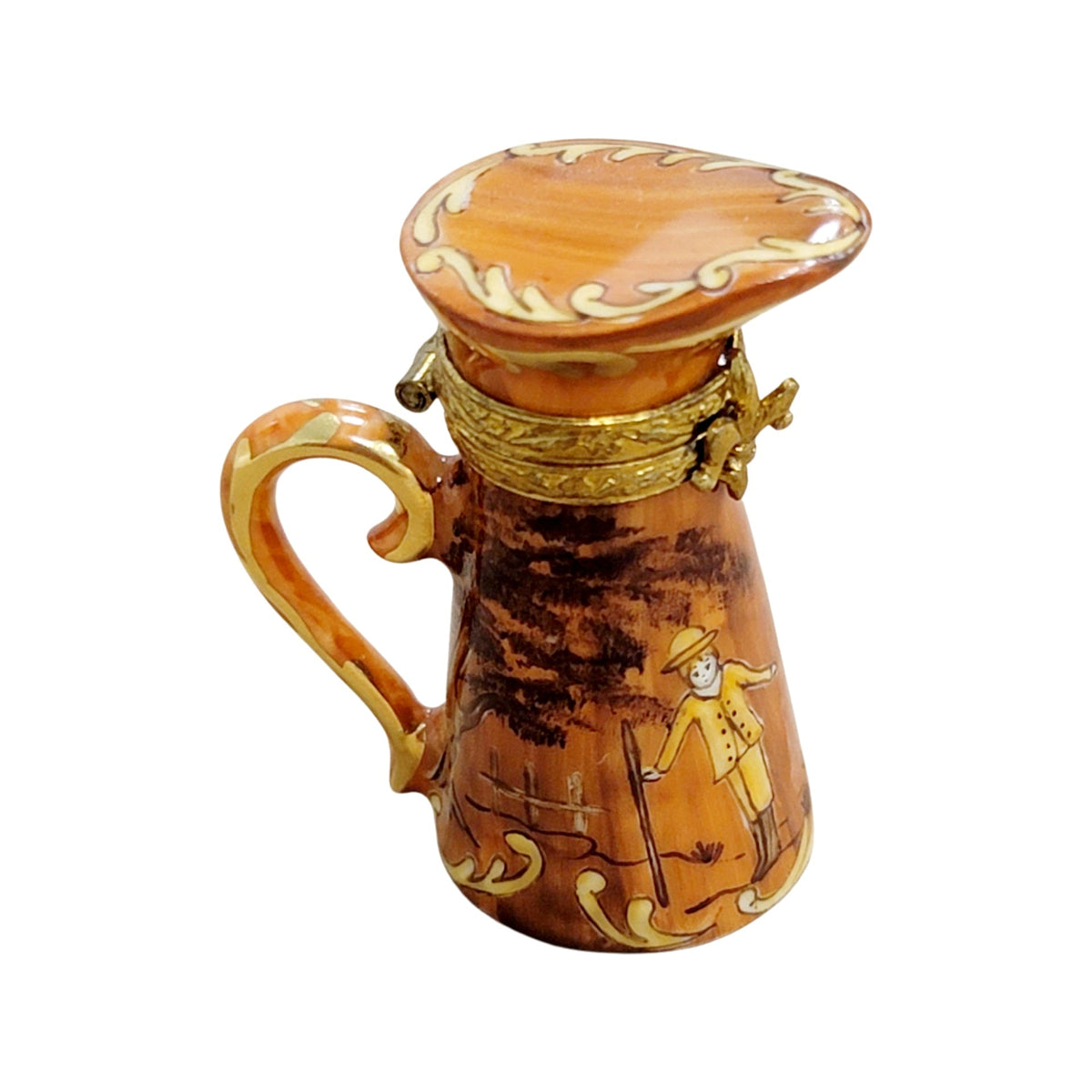 Painted details on the Antique Pitcher Limoges box, French art in miniature