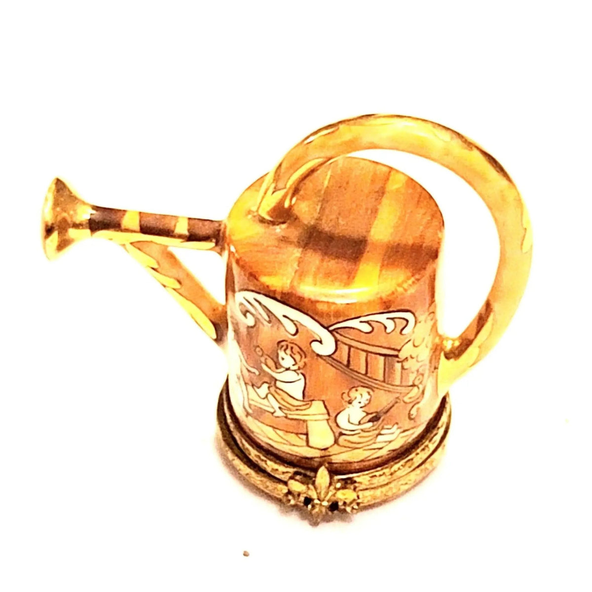 Authentic Wooden Antique Watering Can Limoges box, hand-painted in France, from Limoges Boutique